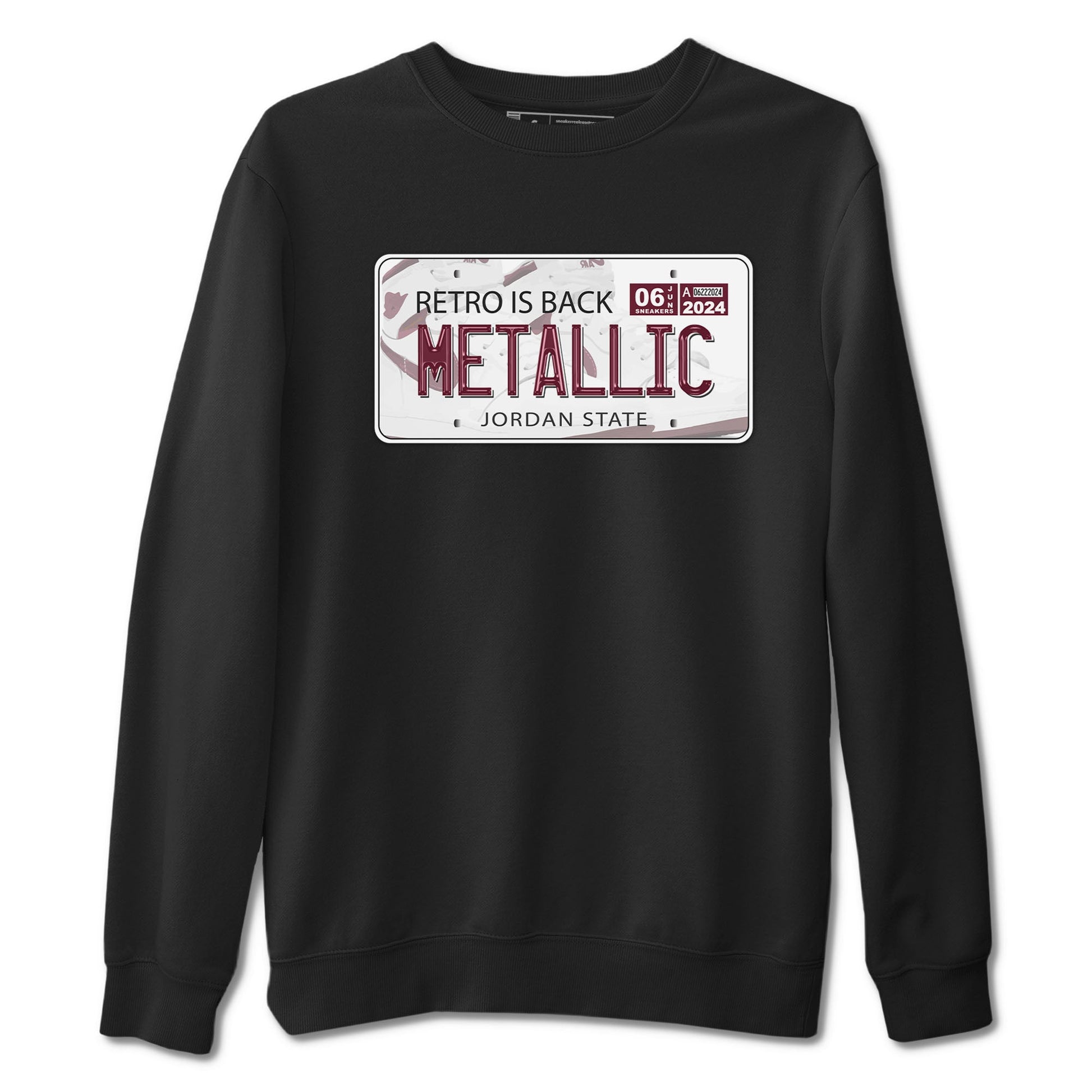 AJ1 Metalic Burgundy shirt to match jordans Jordan Plate sneaker tees Air Jordan 1 Metalic Burgundy SNRT Sneaker Release Tees unisex cotton Black 2 crew neck shirt