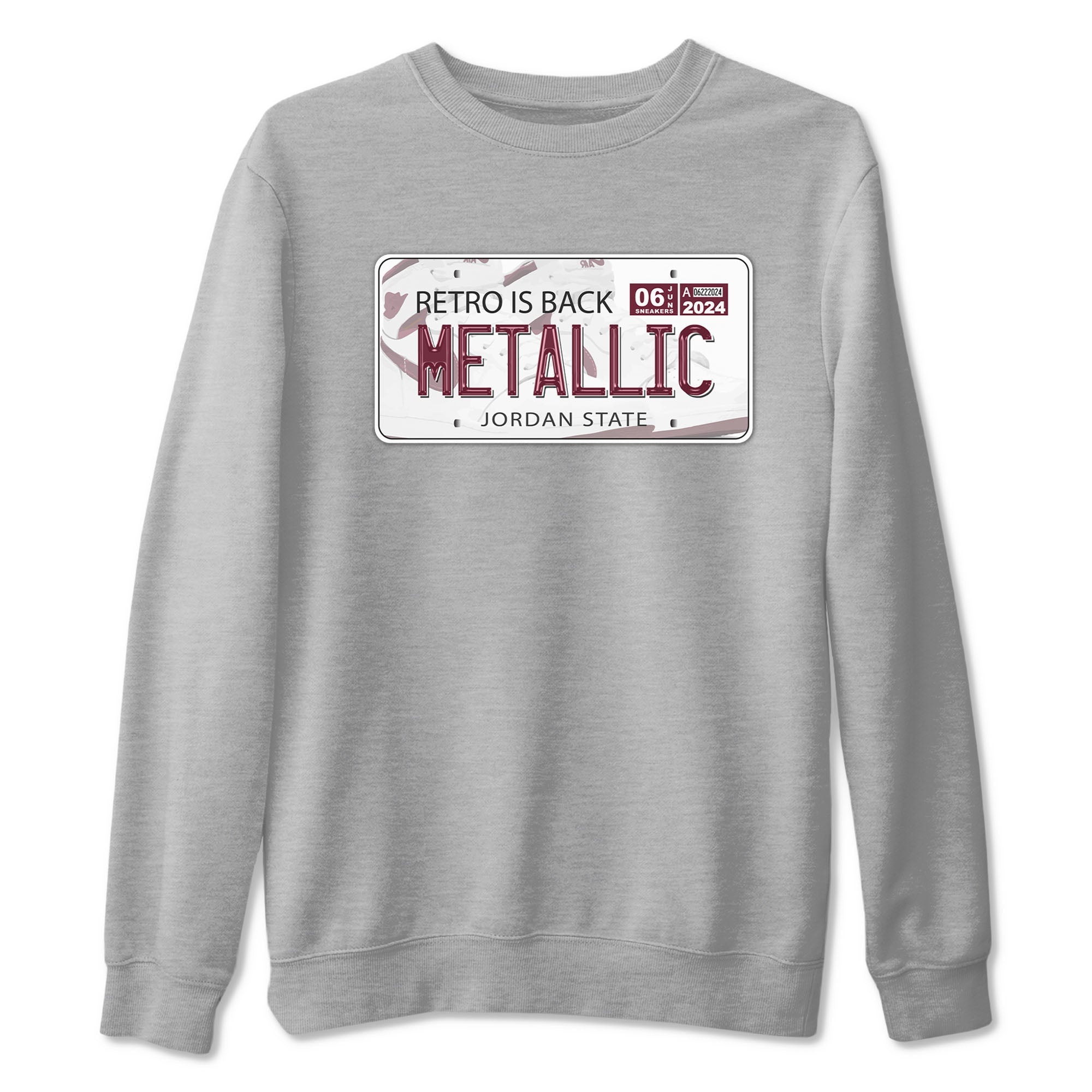 AJ1 Metalic Burgundy shirt to match jordans Jordan Plate sneaker tees Air Jordan 1 Metalic Burgundy SNRT Sneaker Release Tees unisex cotton Heather Grey 2 crew neck shirt