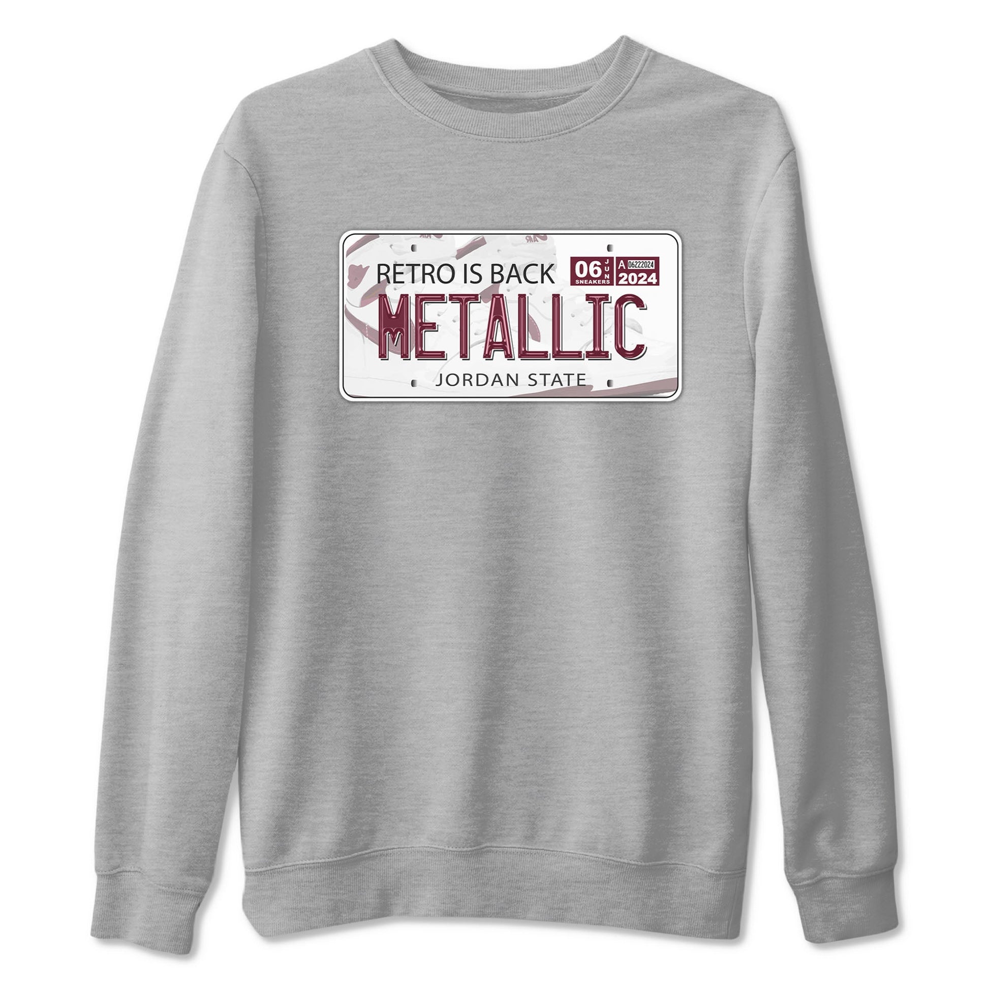 AJ1 Metalic Burgundy shirt to match jordans Jordan Plate sneaker tees Air Jordan 1 Metalic Burgundy SNRT Sneaker Release Tees unisex cotton Heather Grey 2 crew neck shirt