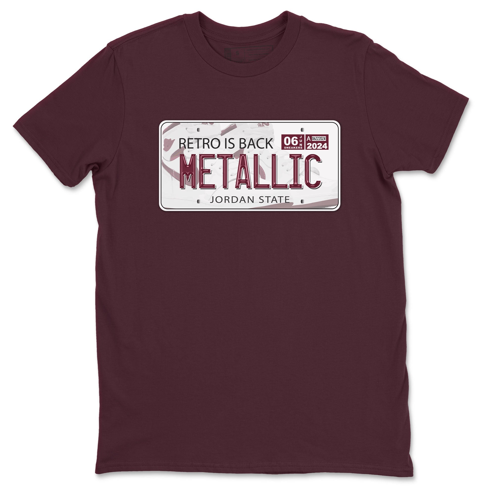 AJ1 Metalic Burgundy shirt to match jordans Jordan Plate sneaker tees Air Jordan 1 Metalic Burgundy SNRT Sneaker Release Tees unisex cotton Maroon 2 crew neck shirt