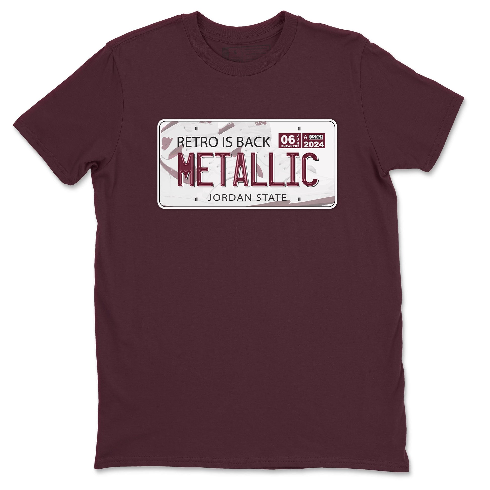 AJ1 Metalic Burgundy shirt to match jordans Jordan Plate sneaker tees Air Jordan 1 Metalic Burgundy SNRT Sneaker Release Tees unisex cotton Maroon 2 crew neck shirt