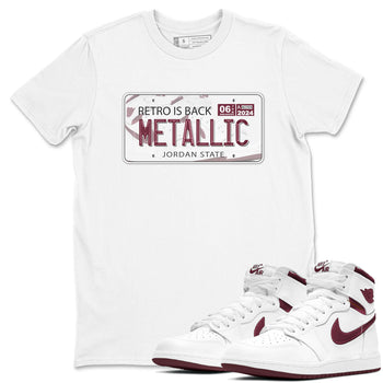 AJ1 Metalic Burgundy shirt to match jordans Jordan Plate sneaker tees Air Jordan 1 Metalic Burgundy SNRT Sneaker Release Tees unisex cotton White 1 crew neck shirt