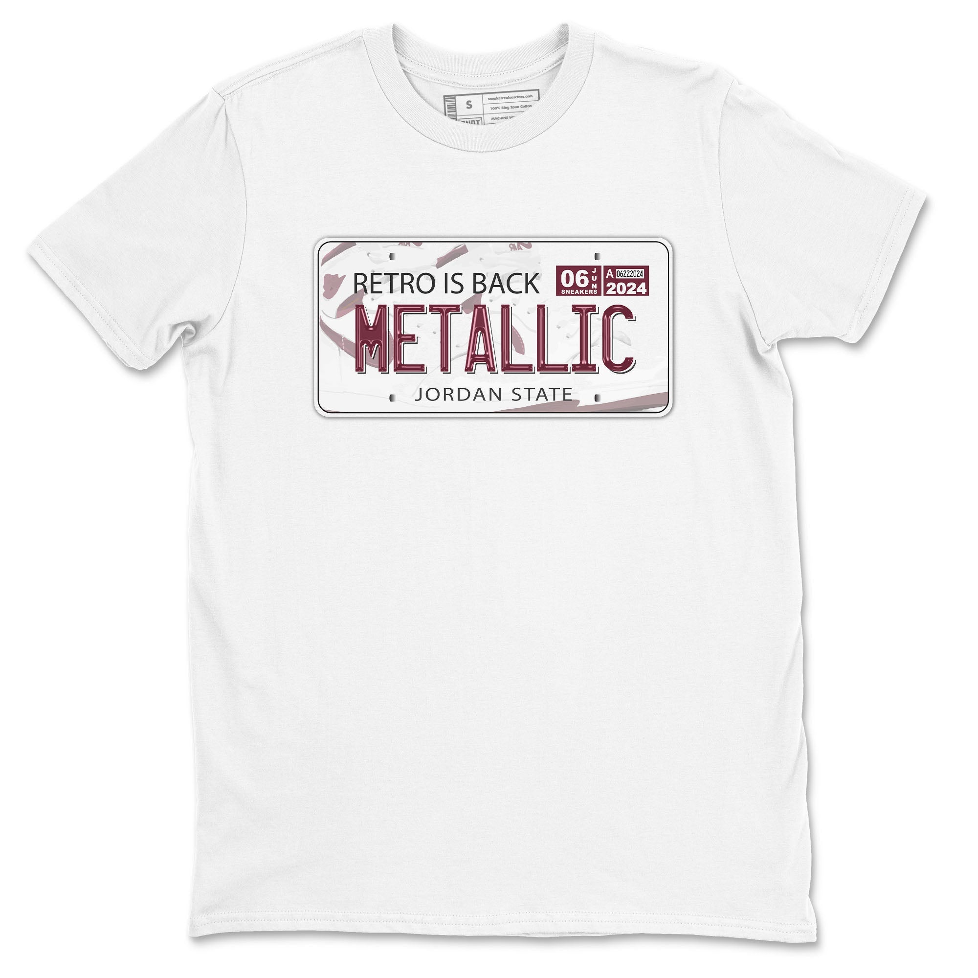 AJ1 Metalic Burgundy shirt to match jordans Jordan Plate sneaker tees Air Jordan 1 Metalic Burgundy SNRT Sneaker Release Tees unisex cotton White 2 crew neck shirt
