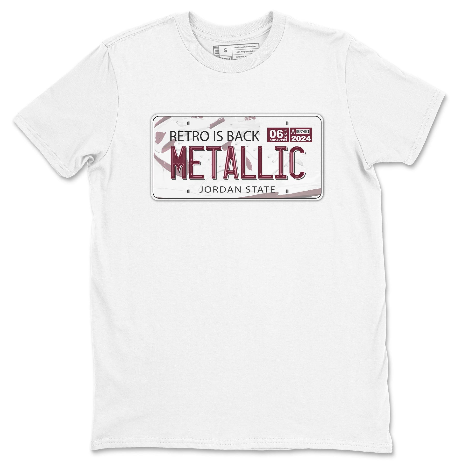AJ1 Metalic Burgundy shirt to match jordans Jordan Plate sneaker tees Air Jordan 1 Metalic Burgundy SNRT Sneaker Release Tees unisex cotton White 2 crew neck shirt