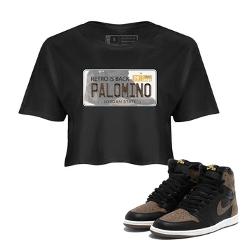 Air Jordan 1 Palomino shirt to match jordans Jordan Plate sneaker tees Crew Neck Jordan 1 Retro High OG Palomino SNRT Sneaker Release Tees Black 1 Crop T-Shirt