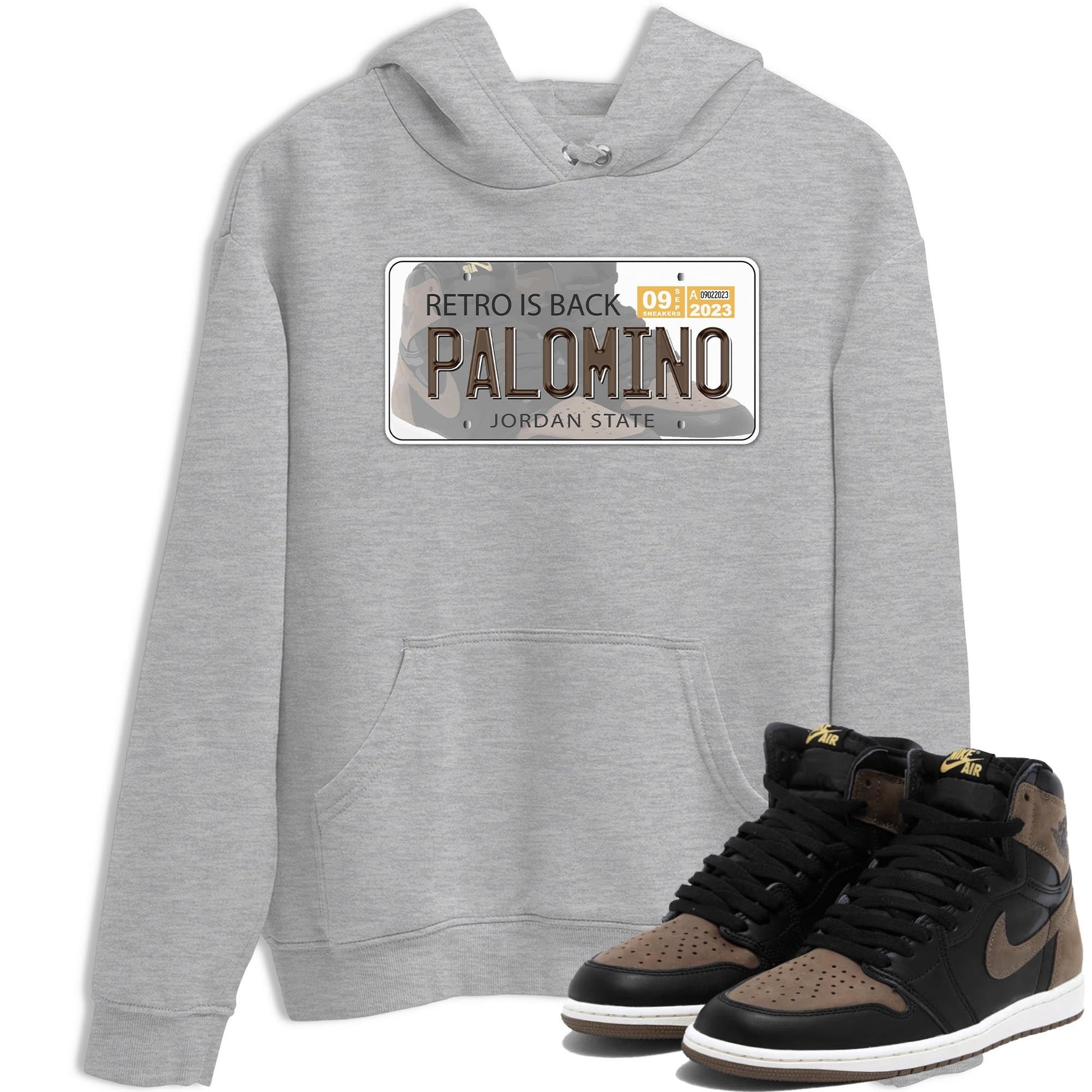 Air Jordan 1 Palomino shirt to match jordans Jordan Plate sneaker tees Crew Neck Jordan 1 Retro High OG Palomino SNRT Sneaker Release Tees Unisex Casual Shirts Heather Grey 1 T-Shirt