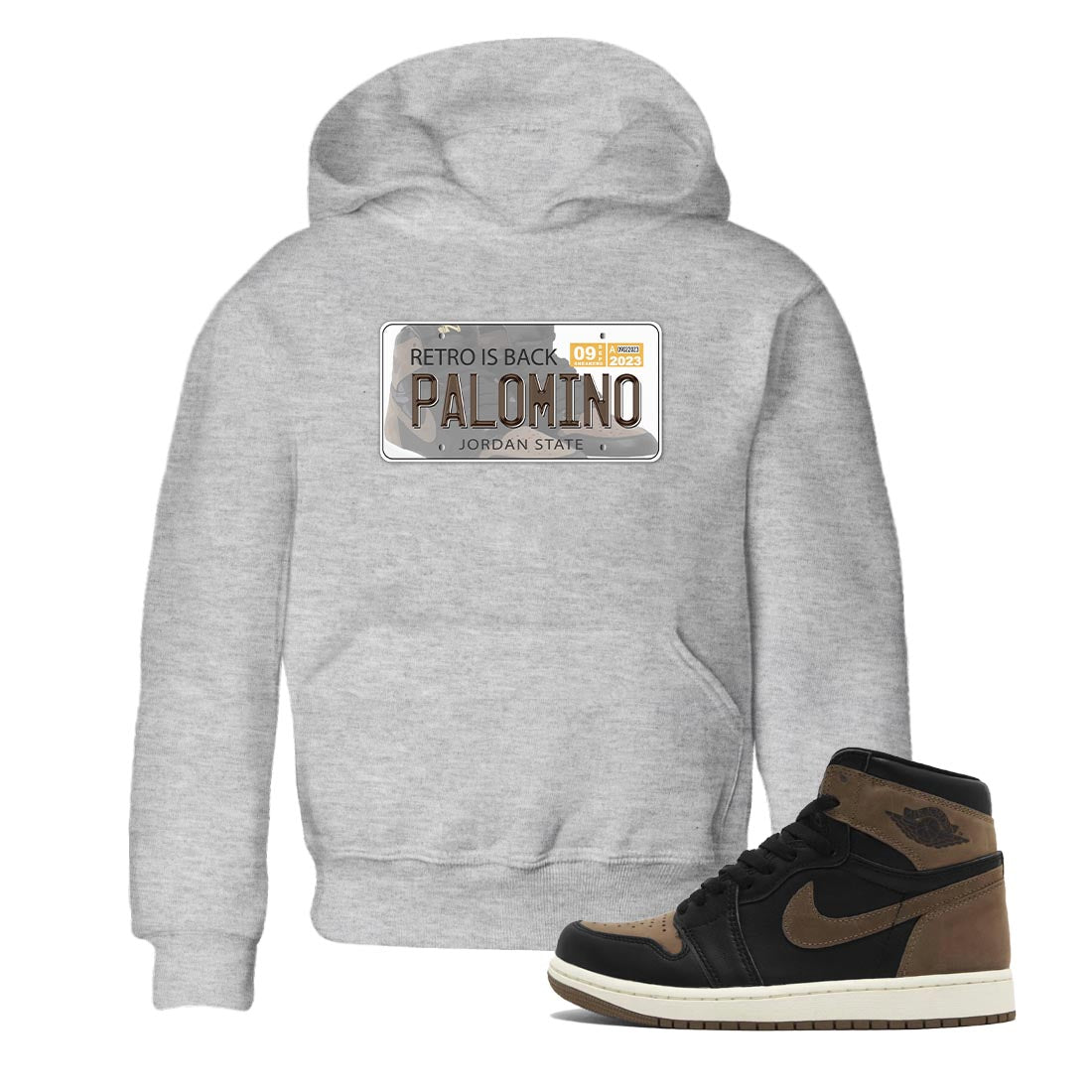Air Jordan 1 Palomino shirt to match jordans Jordan Plate sneaker tees Crew Neck Jordan 1 Retro High OG Palomino SNRT Sneaker Release Tees Baby Toddler Heather Grey 1 T-Shirt
