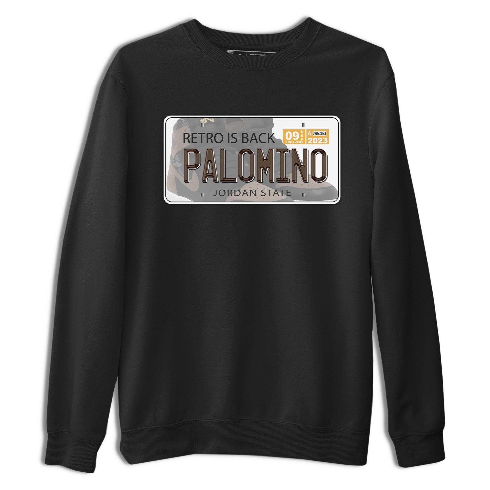 Air Jordan 1 Palomino shirt to match jordans Jordan Plate sneaker tees Crew Neck Jordan 1 Retro High OG Palomino SNRT Sneaker Release Tees Unisex Casual Shirts Black 2 T-Shirt
