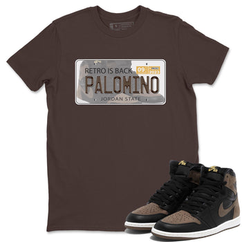 Air Jordan 1 Palomino shirt to match jordans Jordan Plate sneaker tees Crew Neck Jordan 1 Retro High OG Palomino SNRT Sneaker Release Tees Unisex Casual Shirts Dark Chocolate 1 T-Shirt