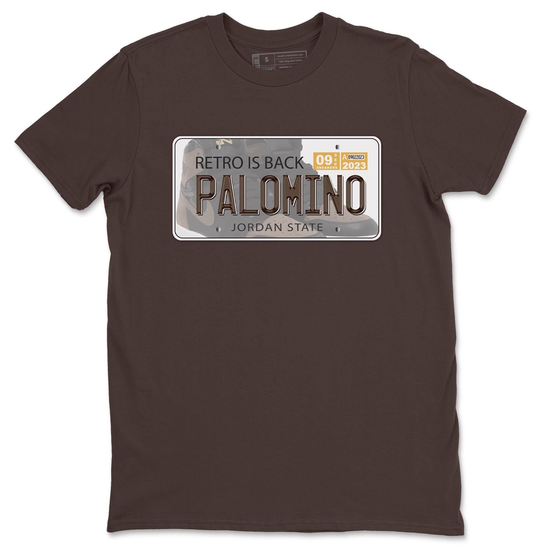 Air Jordan 1 Palomino shirt to match jordans Jordan Plate sneaker tees Crew Neck Jordan 1 Retro High OG Palomino SNRT Sneaker Release Tees Unisex Casual Shirts Dark Chocolate 2 T-Shirt