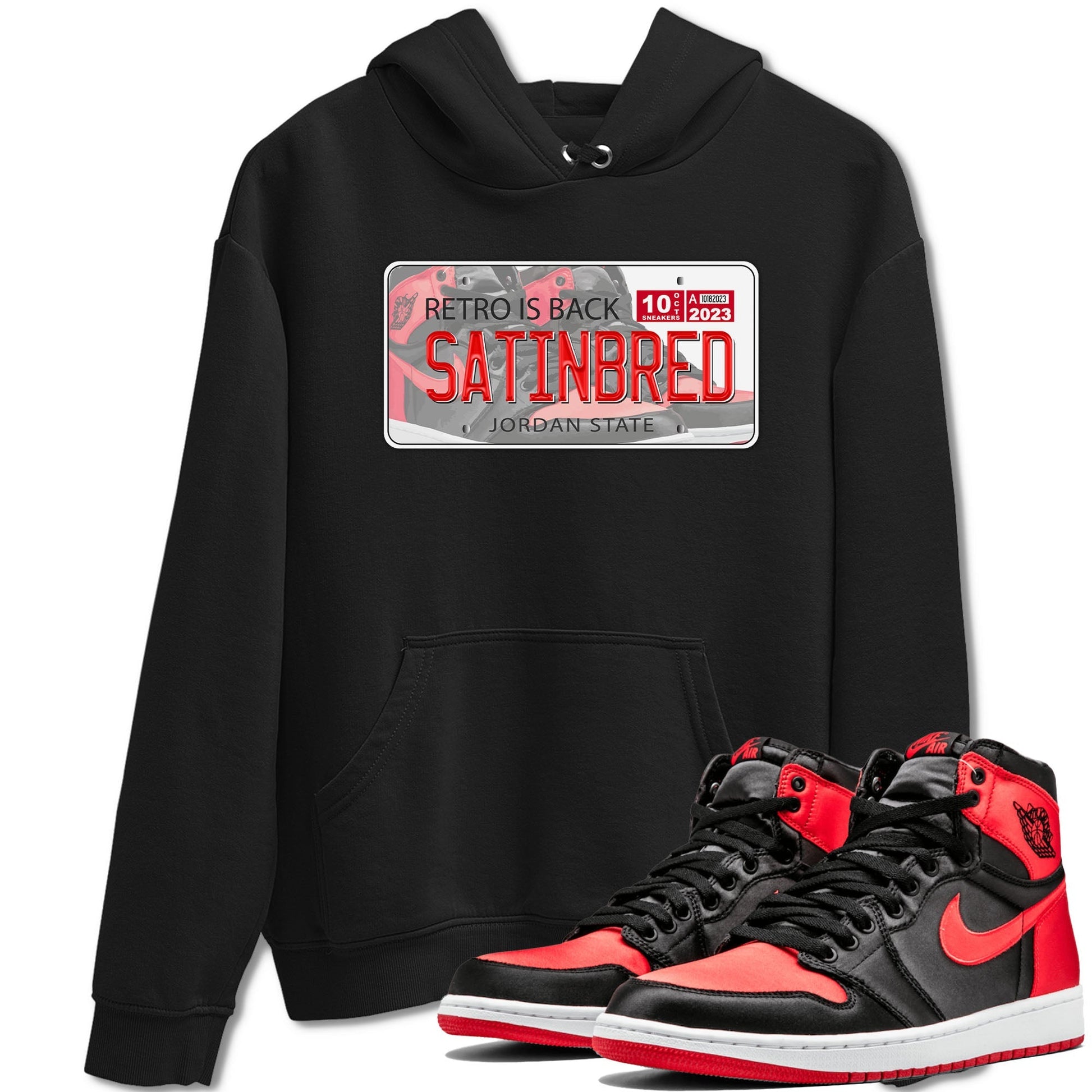 Air Jordan 1 Satin Bred shirt to match jordans Jordan Plate sneaker tees AJ1 Retro Satin Bred SNRT Sneaker Tees Sneaker Matching Clothing Brand Unisex Sneaker Tee Black 1 T-Shirt
