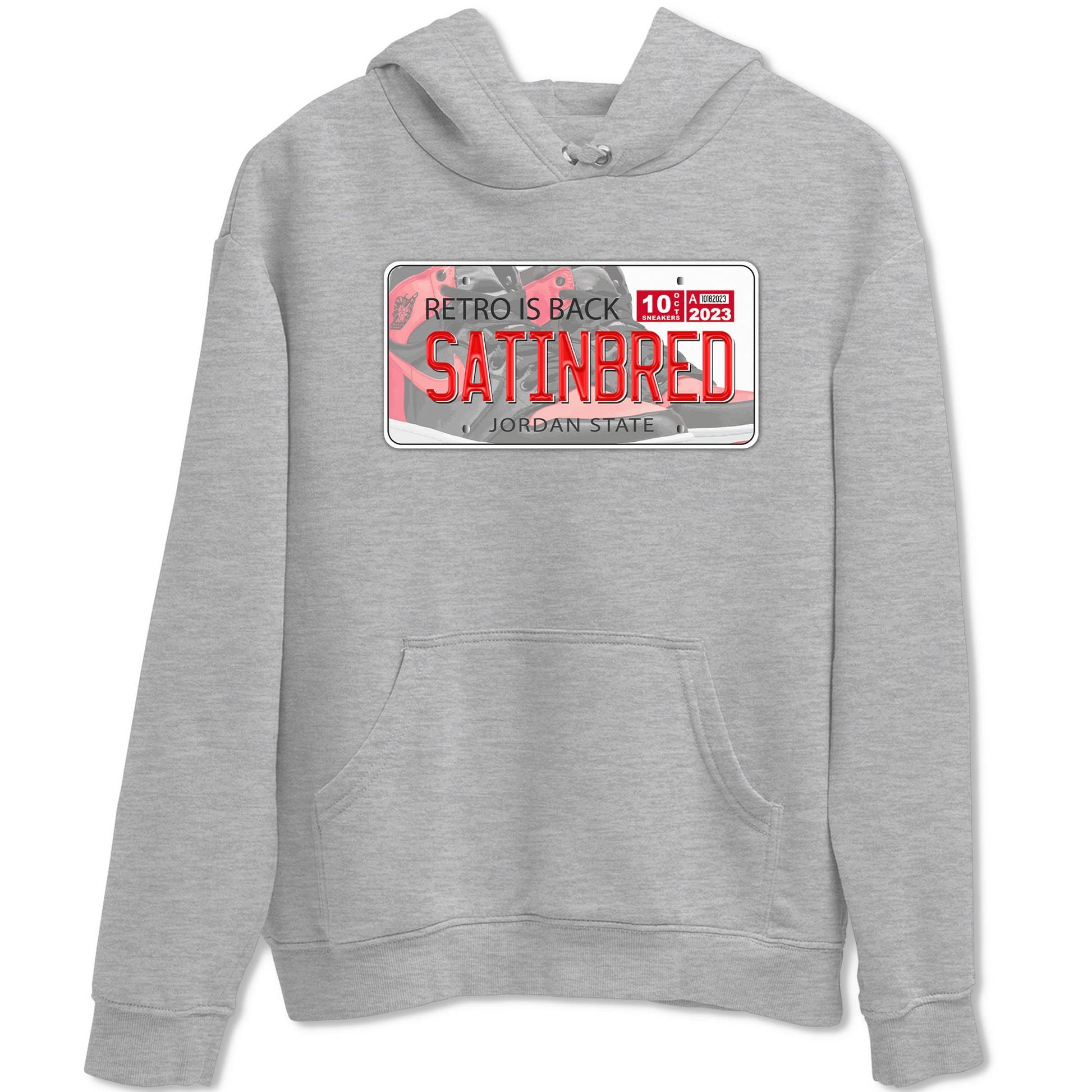 Air Jordan 1 Satin Bred shirt to match jordans Jordan Plate sneaker tees AJ1 Retro Satin Bred SNRT Sneaker Tees Sneaker Matching Clothing Brand Unisex Sneaker Tee Heather Grey 2 T-Shirt