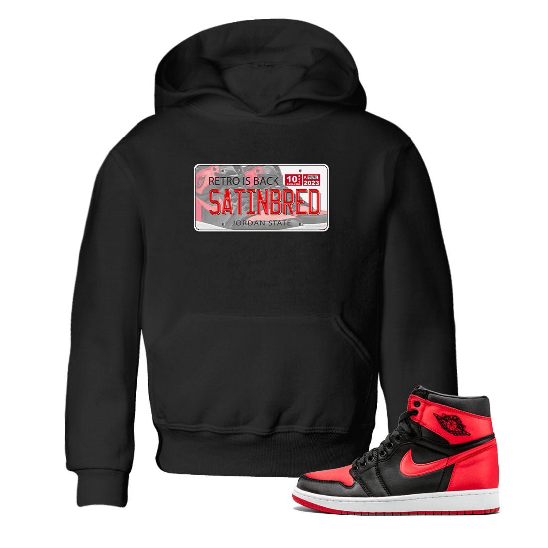 Air Jordan 1 Satin Bred shirt to match jordans Jordan Plate sneaker tees AJ1 Retro Satin Bred SNRT Sneaker Tees Sneaker Matching Clothing Brand Baby Toddler Black 1 T-Shirt