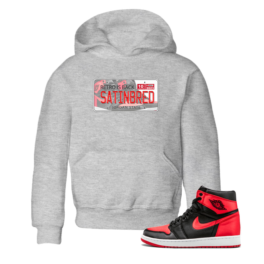 Air Jordan 1 Satin Bred shirt to match jordans Jordan Plate sneaker tees AJ1 Retro Satin Bred SNRT Sneaker Tees Sneaker Matching Clothing Brand Baby Toddler Heather Grey 1 T-Shirt