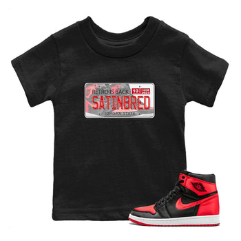 Air Jordan 1 Satin Bred shirt to match jordans Jordan Plate sneaker tees AJ1 Retro Satin Bred SNRT Sneaker Tees Sneaker Matching Clothing Brand Baby Toddler Black 1 T-Shirt