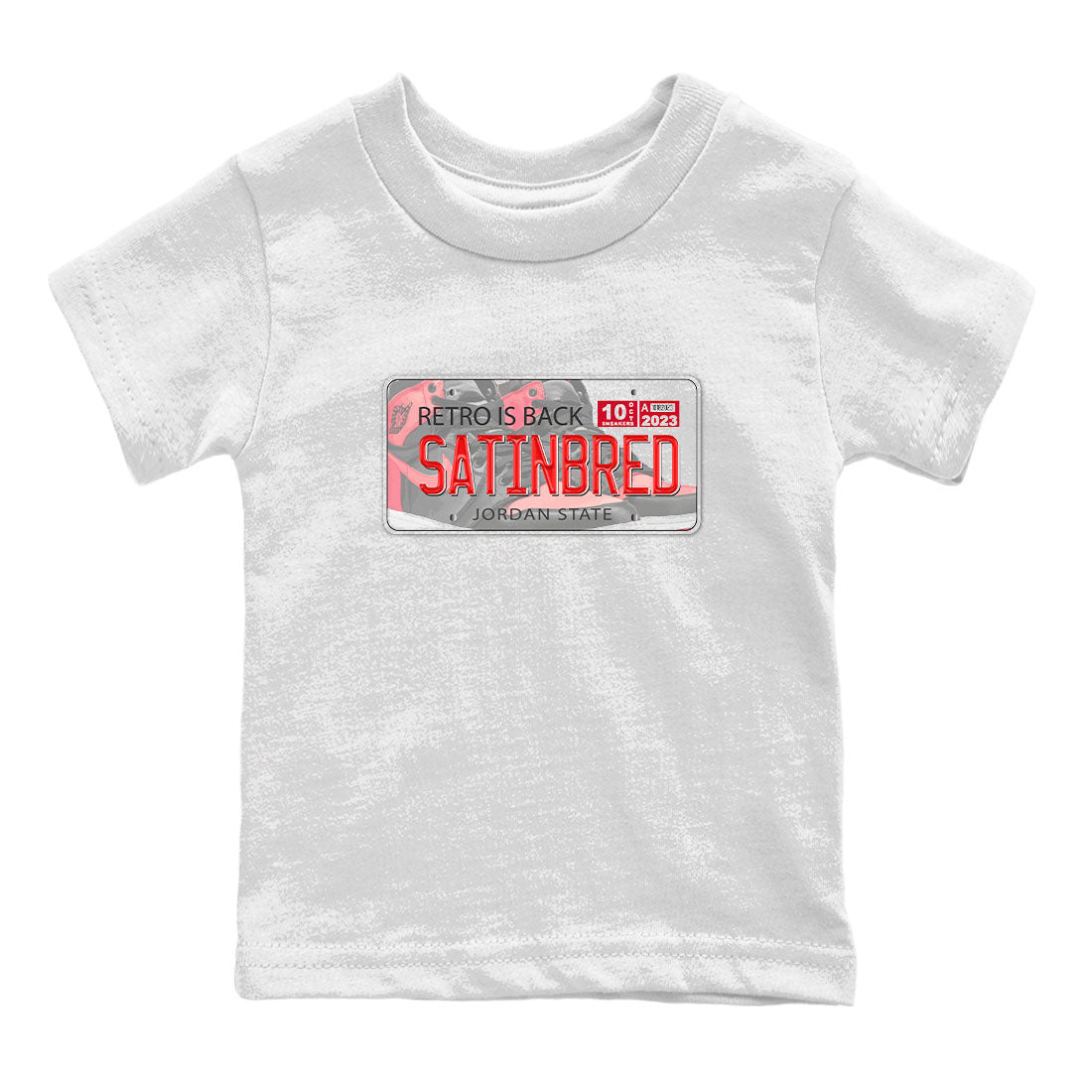Air Jordan 1 Satin Bred shirt to match jordans Jordan Plate sneaker tees AJ1 Retro Satin Bred SNRT Sneaker Tees Sneaker Matching Clothing Brand Baby Toddler White 2 T-Shirt