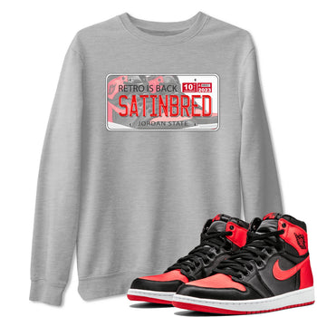 Air Jordan 1 Satin Bred shirt to match jordans Jordan Plate sneaker tees AJ1 Retro Satin Bred SNRT Sneaker Tees Sneaker Matching Clothing Brand Unisex Sneaker Tee Heather Grey 1 T-Shirt