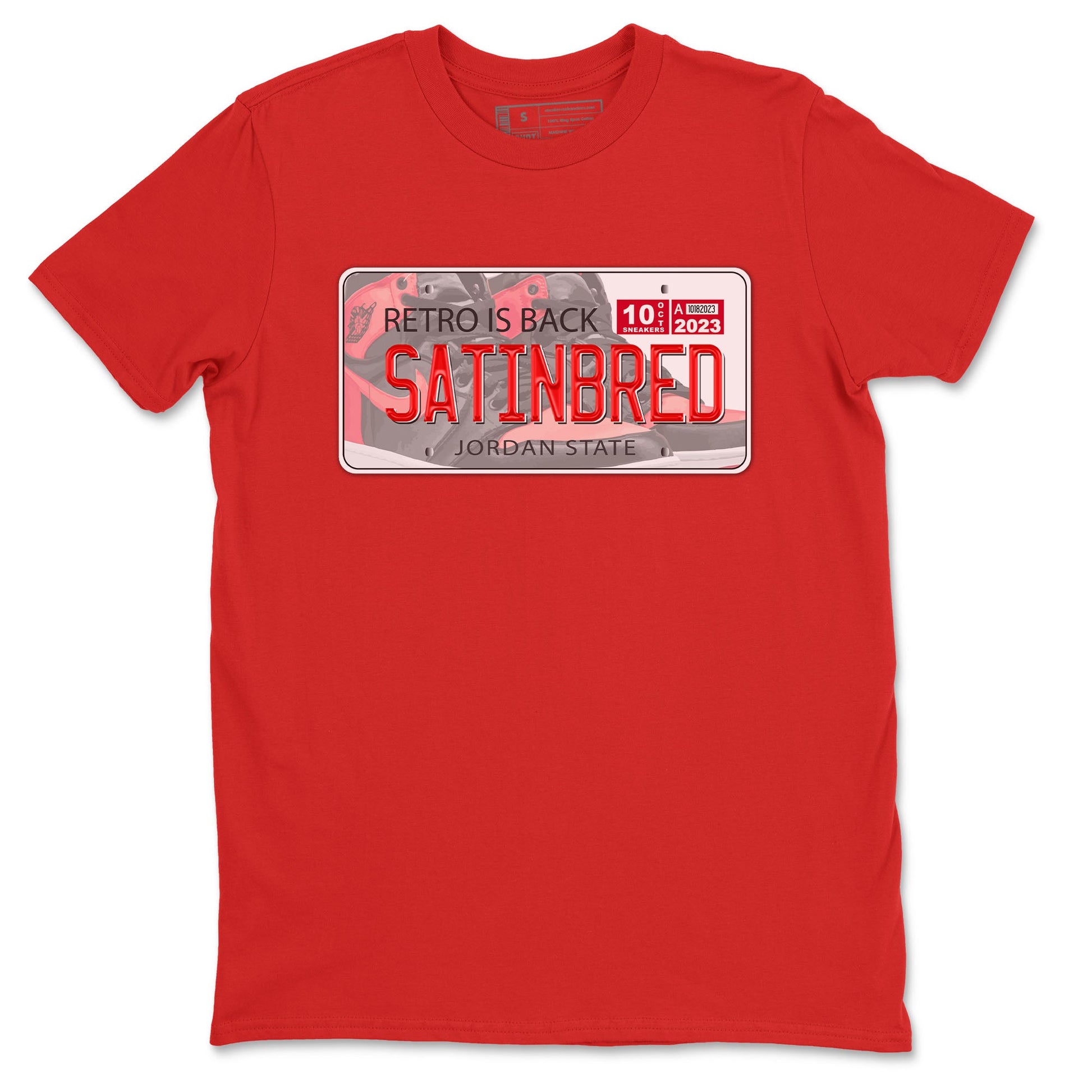Air Jordan 1 Satin Bred shirt to match jordans Jordan Plate sneaker tees AJ1 Retro Satin Bred SNRT Sneaker Tees Sneaker Matching Clothing Brand Unisex Sneaker Tee Red 2 T-Shirt