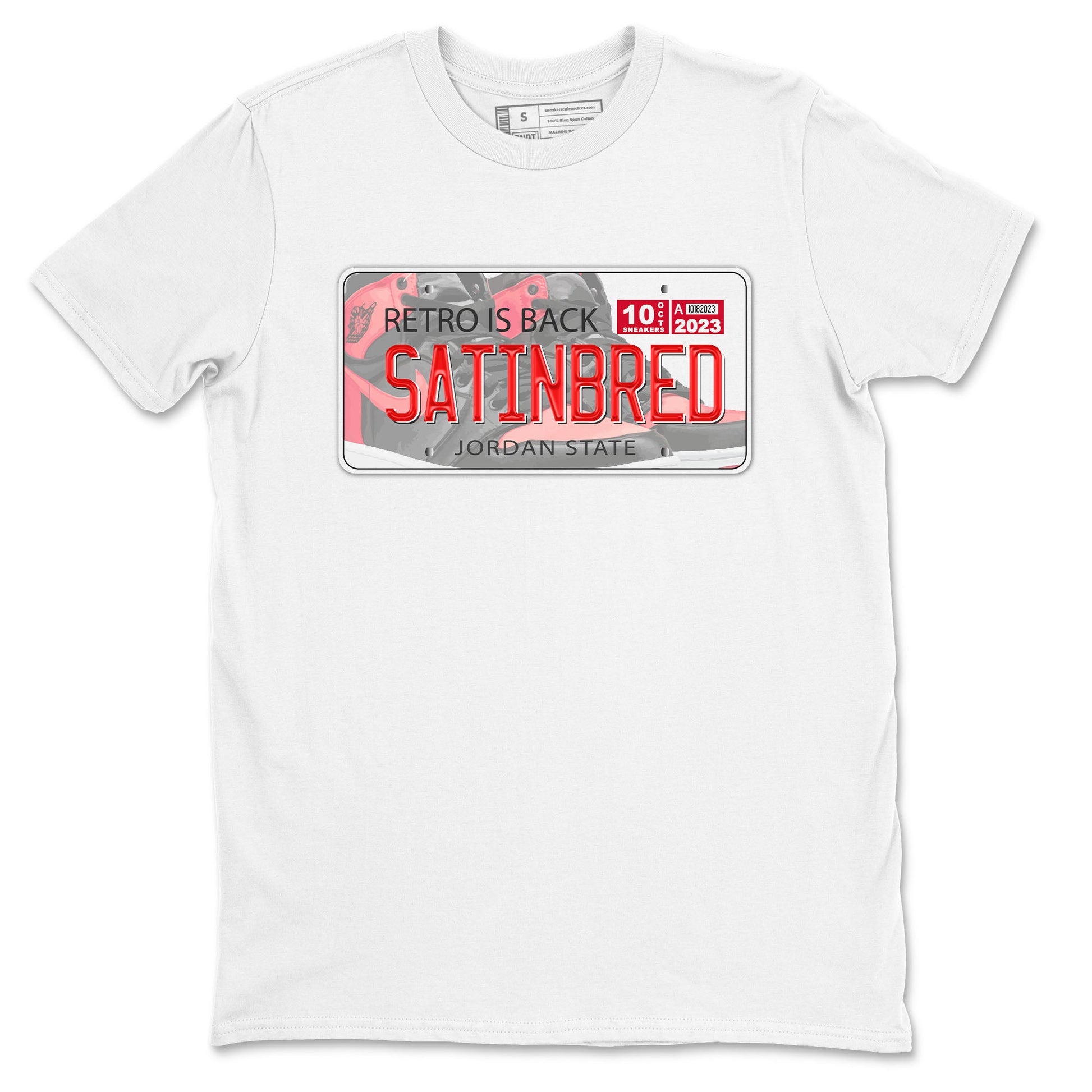 Air Jordan 1 Satin Bred shirt to match jordans Jordan Plate sneaker tees AJ1 Retro Satin Bred SNRT Sneaker Tees Sneaker Matching Clothing Brand Unisex Sneaker Tee White 2 T-Shirt