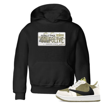 Jordan 1 Low X Travis Scott Golf Olive shirt to match jordans Jordan Plate sneaker release tees Air Jordan 1 Travis Scott Golf Olive SNRT Sneaker Tees Baby Toddler Black 1 T-Shirt