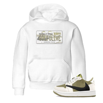 Jordan 1 Low X Travis Scott Golf Olive shirt to match jordans Jordan Plate sneaker release tees Air Jordan 1 Travis Scott Golf Olive SNRT Sneaker Tees Baby Toddler White 1 T-Shirt