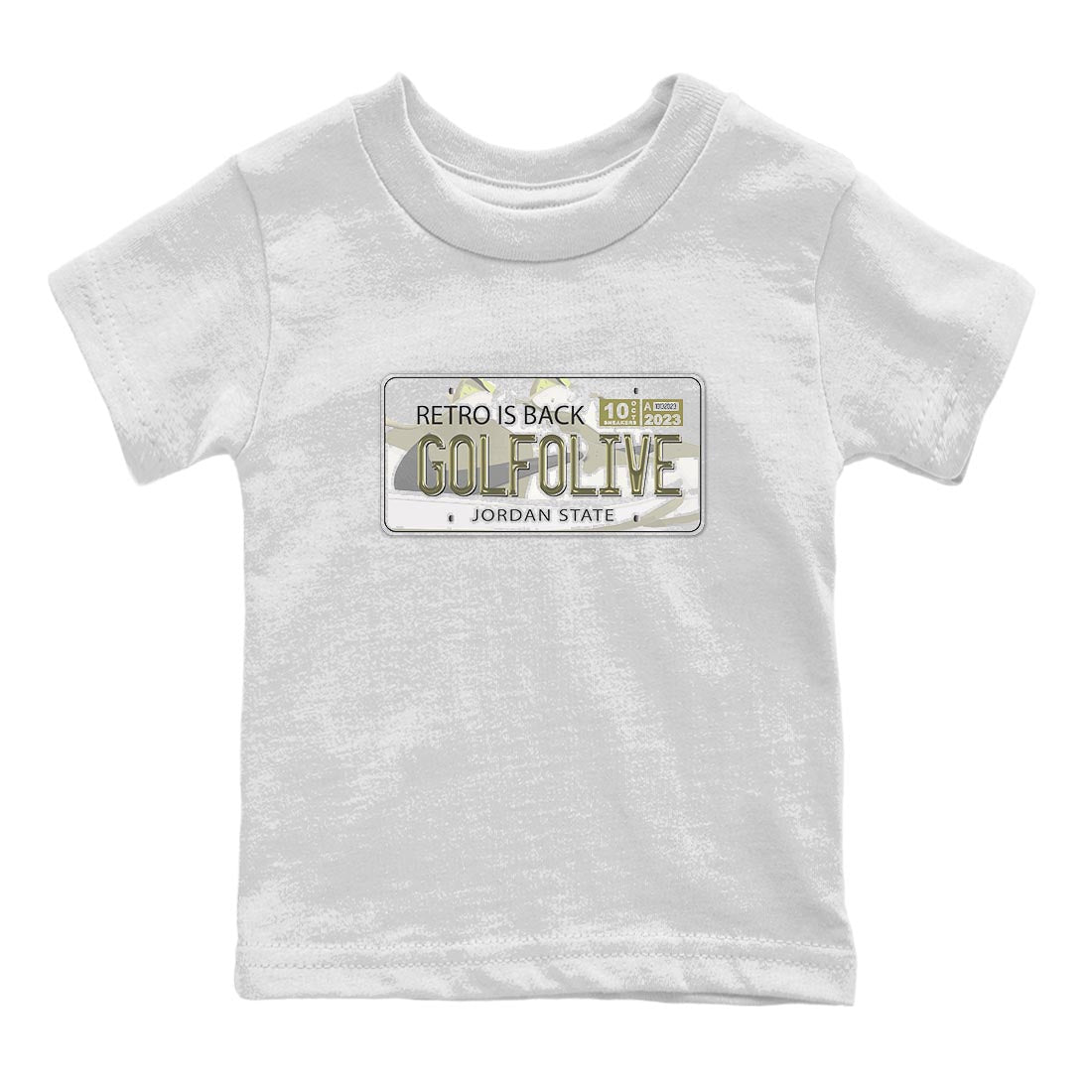 Jordan 1 Low X Travis Scott Golf Olive shirt to match jordans Jordan Plate sneaker release tees Air Jordan 1 Travis Scott Golf Olive SNRT Sneaker Tees Baby Toddler White 2 T-Shirt