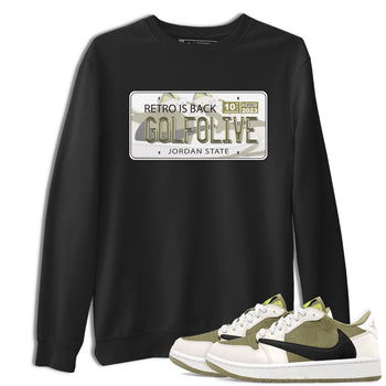 Jordan 1 Low X Travis Scott Golf Olive shirt to match jordans Jordan Plate sneaker release tees Air Jordan 1 Travis Scott Golf Olive SNRT Sneaker Tees Unisex Streetwear Clothing Black 1 T-Shirt