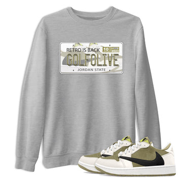 Jordan 1 Low X Travis Scott Golf Olive shirt to match jordans Jordan Plate sneaker release tees Air Jordan 1 Travis Scott Golf Olive SNRT Sneaker Tees Unisex Streetwear Clothing Heather Grey 1 T-Shirt
