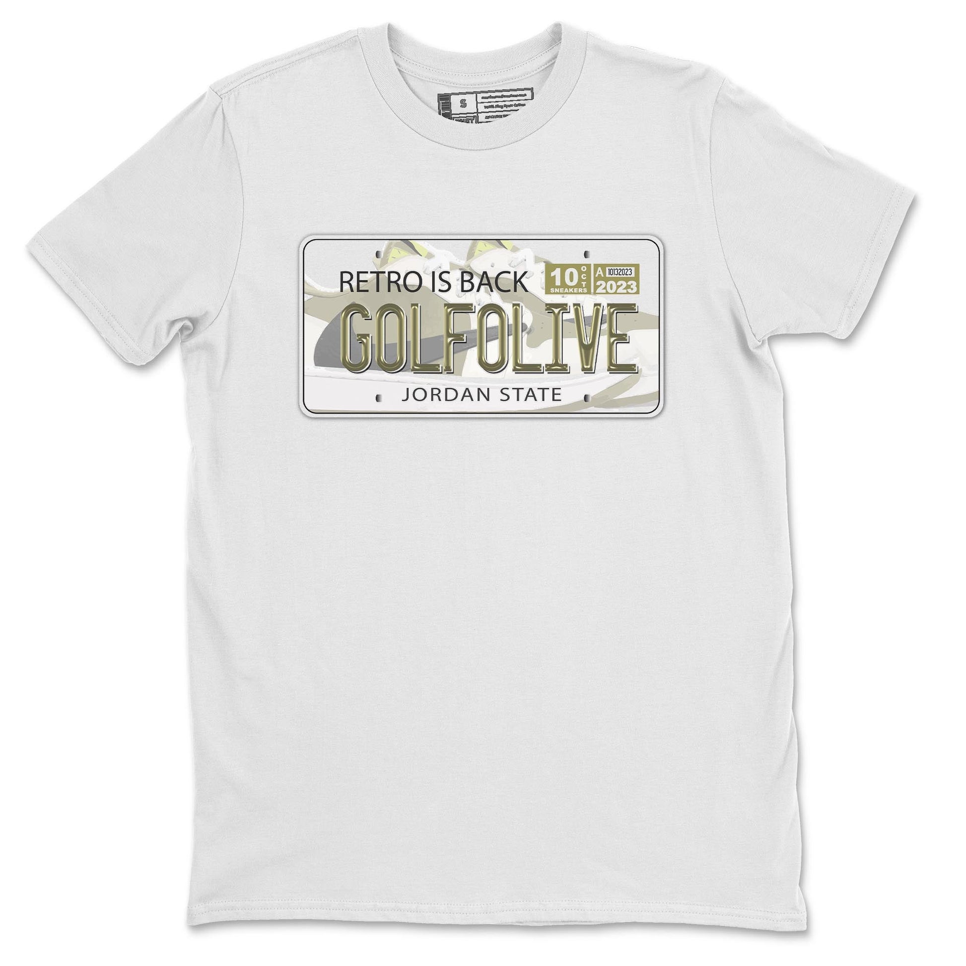 Jordan 1 Low X Travis Scott Golf Olive shirt to match jordans Jordan Plate sneaker release tees Air Jordan 1 Travis Scott Golf Olive SNRT Sneaker Tees Unisex Streetwear Clothing White 2 T-Shirt