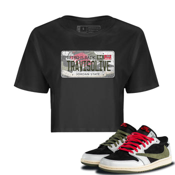 Air Jordan 1 Travis Scott Olive Sneaker Match Tees Jordan Plate Sneaker Tees AJ1 Travis Scott Olive Sneaker Release Tees Women's Shirts Black 1