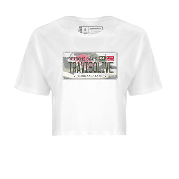 Air Jordan 1 Travis Scott Olive Sneaker Match Tees Jordan Plate Sneaker Tees AJ1 Travis Scott Olive Sneaker Release Tees Women's Shirts White 2
