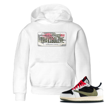 Air Jordan 1 Travis Scott Olive Sneaker Match Tees Jordan Plate Sneaker Tees AJ1 Travis Scott Olive Sneaker Release Tees Kids Shirts White 1