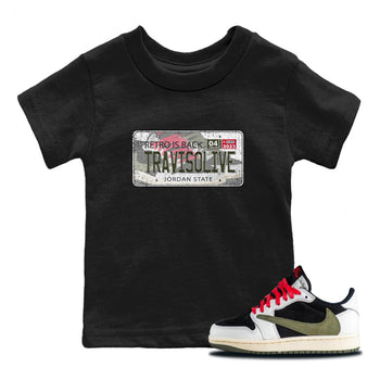 Air Jordan 1 Travis Scott Olive Sneaker Match Tees Jordan Plate Sneaker Tees AJ1 Travis Scott Olive Sneaker Release Tees Kids Shirts Black 1