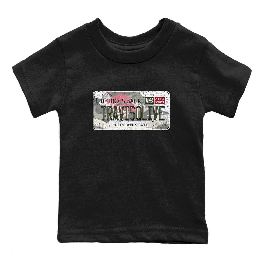 Air Jordan 1 Travis Scott Olive Sneaker Match Tees Jordan Plate Sneaker Tees AJ1 Travis Scott Olive Sneaker Release Tees Kids Shirts Black 2
