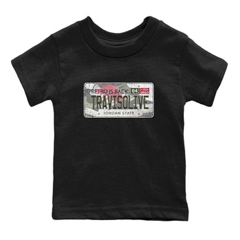 Air Jordan 1 Travis Scott Olive Sneaker Match Tees Jordan Plate Sneaker Tees AJ1 Travis Scott Olive Sneaker Release Tees Kids Shirts Black 2