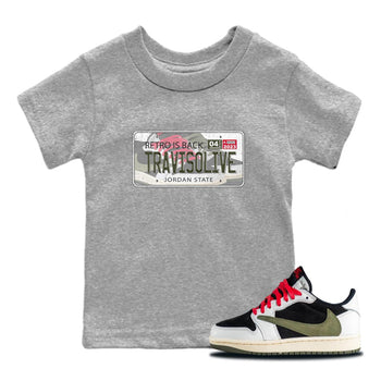 Air Jordan 1 Travis Scott Olive Jordan Plate Baby and Kids Sneaker Tees AJ1 Travis Scott Olive Kids Sneaker Tees Size Chart