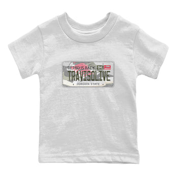 Air Jordan 1 Travis Scott Olive Sneaker Match Tees Jordan Plate Sneaker Tees AJ1 Travis Scott Olive Sneaker Release Tees Kids Shirts White 2