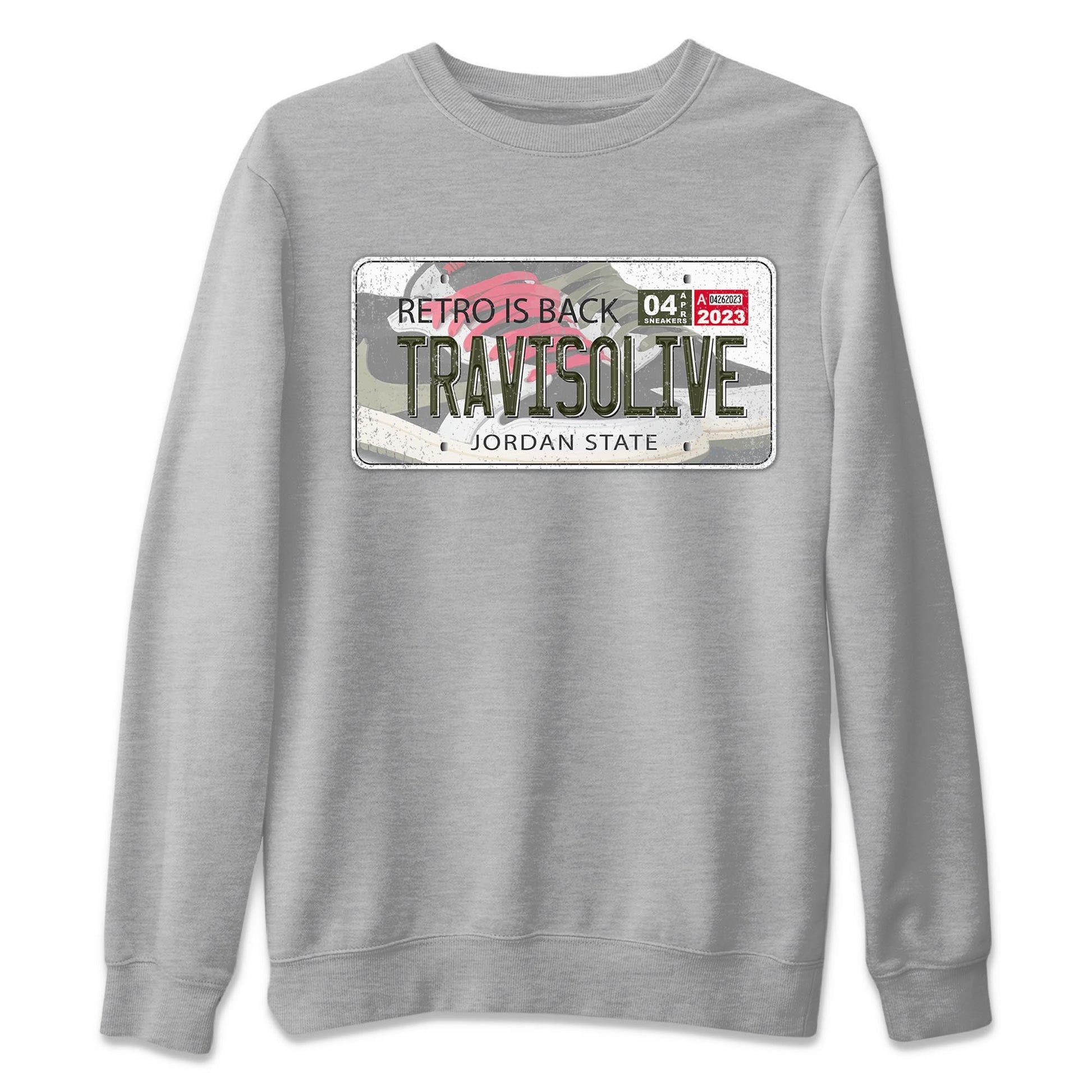 Air Jordan 1 Travis Scott Olive Sneaker Match Tees Jordan Plate Sneaker Tees AJ1 Travis Scott Olive Sneaker Release Tees Unisex Shirts Heather Grey 2