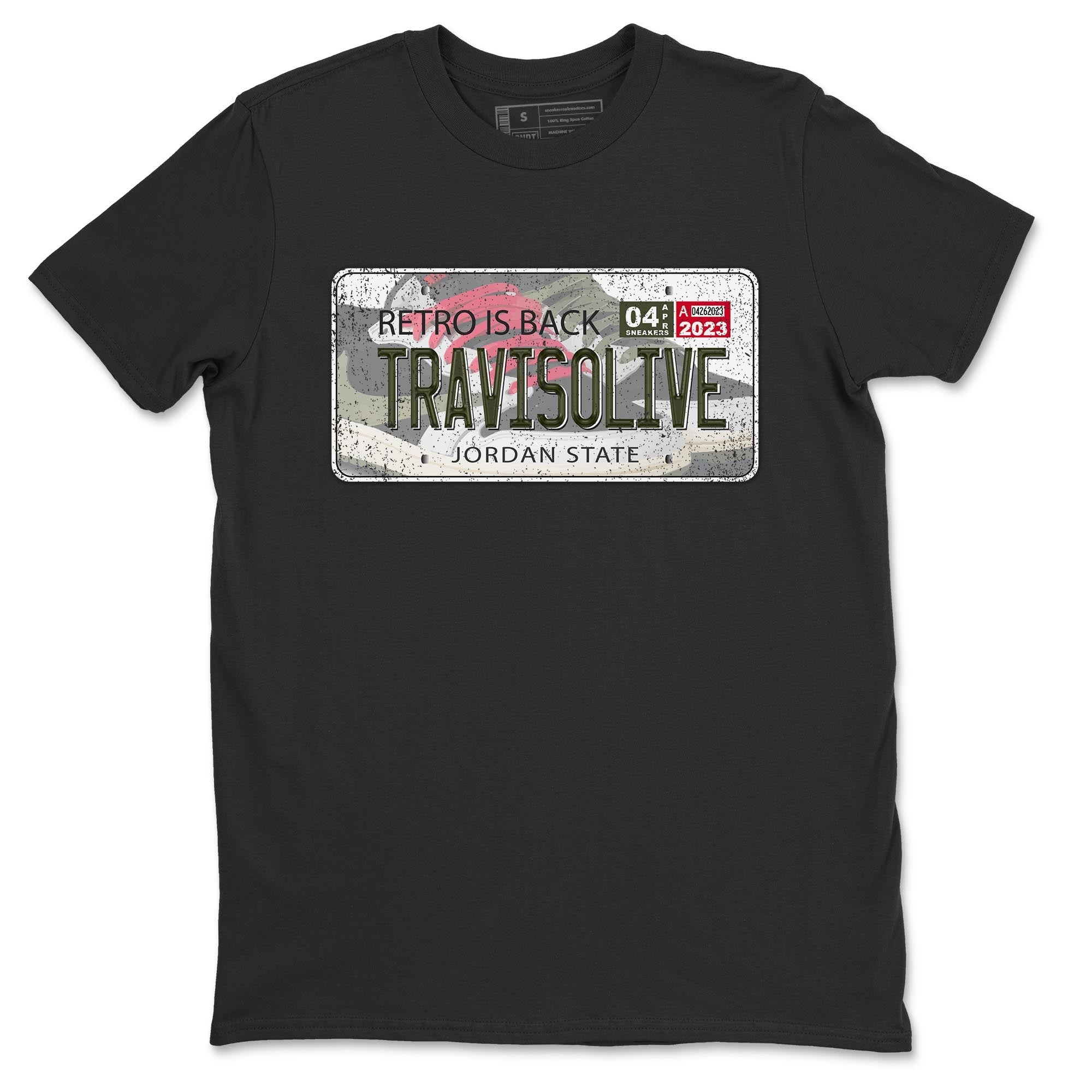 Air Jordan 1 Travis Scott Olive Sneaker Match Tees Jordan Plate Sneaker Tees AJ1 Travis Scott Olive Sneaker Release Tees Unisex Shirts Black 2
