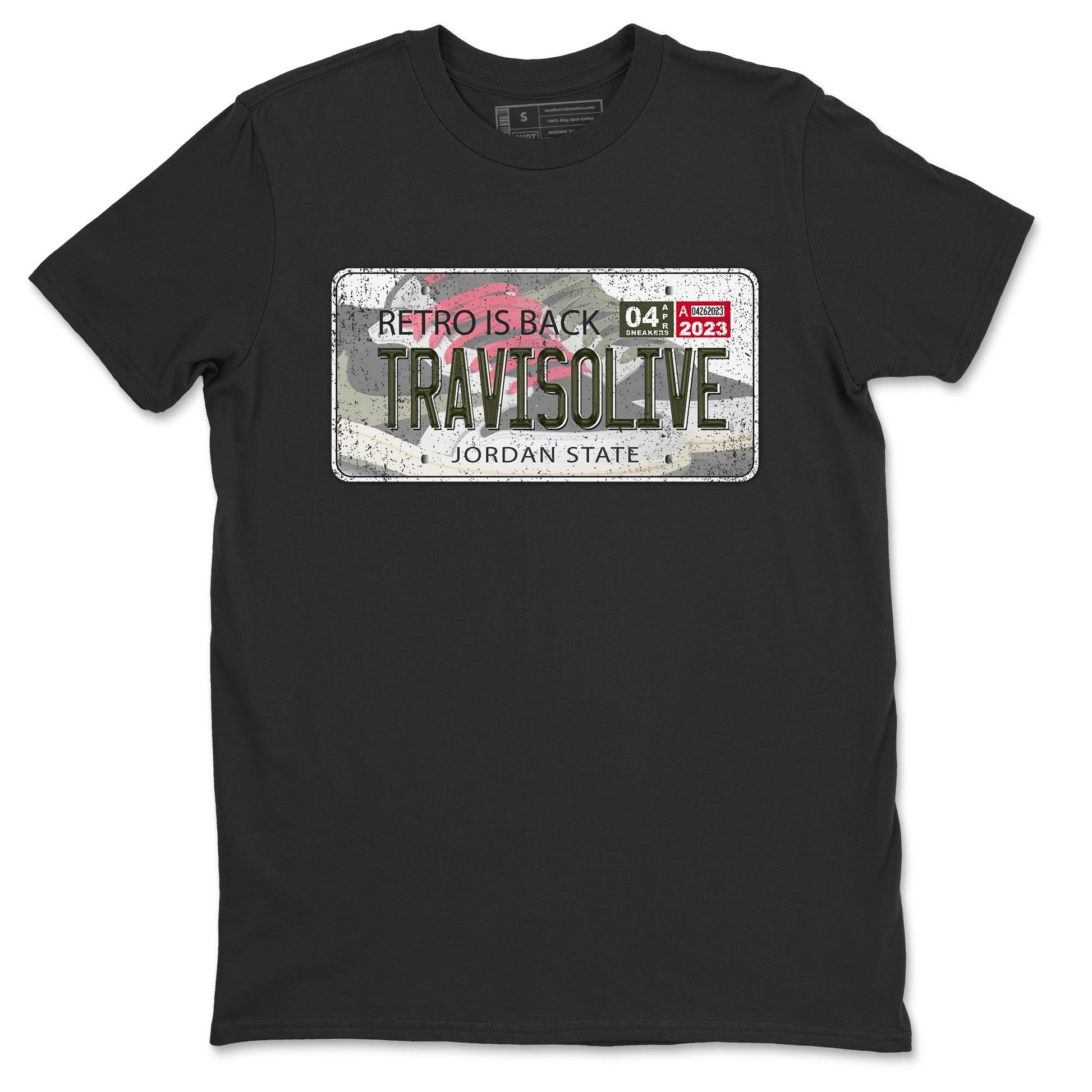Air Jordan 1 Travis Scott Olive Sneaker Match Tees Jordan Plate Sneaker Tees AJ1 Travis Scott Olive Sneaker Release Tees Unisex Shirts Black 2