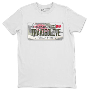 Air Jordan 1 Travis Scott Olive Sneaker Match Tees Jordan Plate Sneaker Tees AJ1 Travis Scott Olive Sneaker Release Tees Unisex Shirts White 2