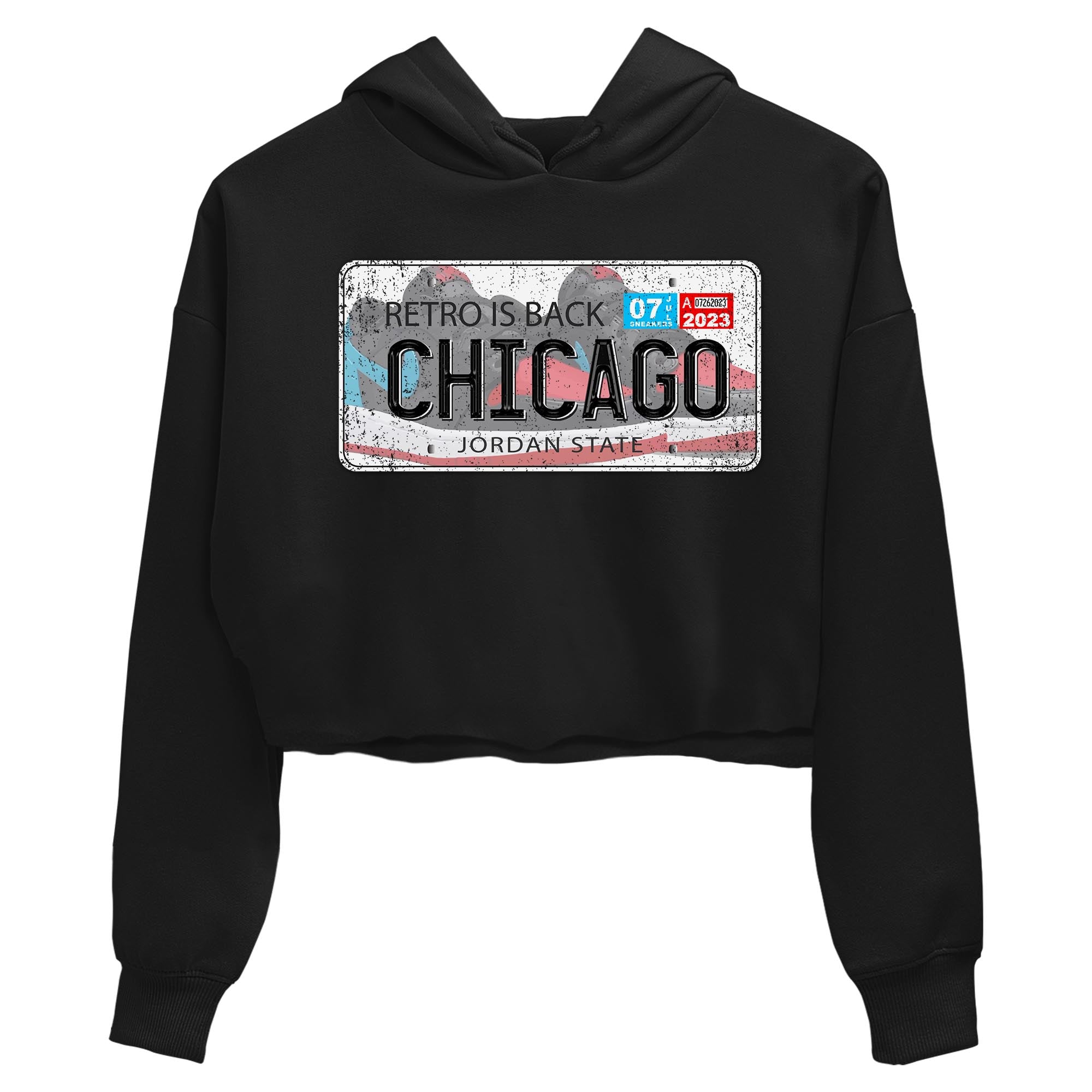 Air Jordan 1 Low UNC to Chicago shirt to match jordans Jordan Plate sneaker tees Air Jordan 1 UNC to Chicago SNRT Sneaker Release Tees Black 2 Crop T-Shirt