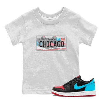 Air Jordan 1 Low UNC to Chicago shirt to match jordans Jordan Plate sneaker tees Air Jordan 1 UNC to Chicago SNRT Sneaker Release Tees Baby Toddler White 1 T-Shirt