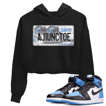 Air Jordan 1 Retro High OG University Blue shirt to match jordans Jordan Plate sneaker tees Air Jordan 1 UNC Toe SNRT Sneaker Release Tees Black 1 Crop T-Shirt