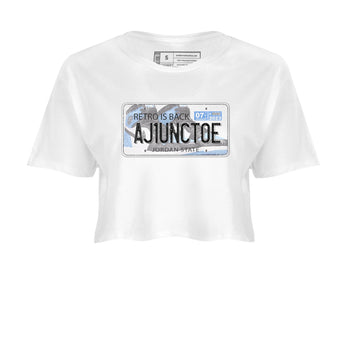 Air Jordan 1 Retro High OG University Blue shirt to match jordans Jordan Plate sneaker tees Air Jordan 1 UNC Toe SNRT Sneaker Release Tees White 2 Crop T-Shirt