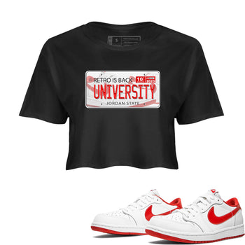 1s Low University Red shirt to match jordans Jordan Plate sneaker tees Air Jordan 1 University Red SNRT Sneaker Tees Sneaker Matching Clothing Brand Black 1 Crop T-Shirt