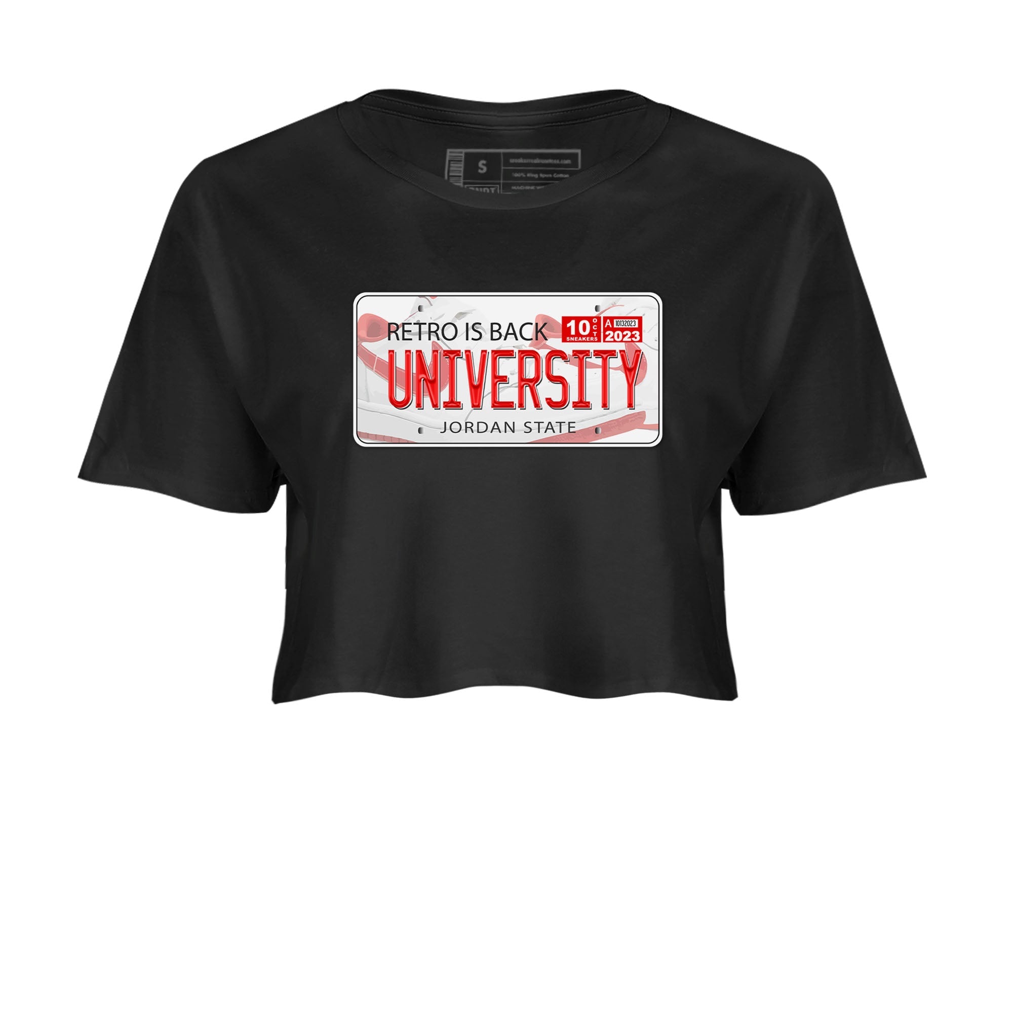 1s Low University Red shirt to match jordans Jordan Plate sneaker tees Air Jordan 1 University Red SNRT Sneaker Tees Sneaker Matching Clothing Brand Black 2 Crop T-Shirt