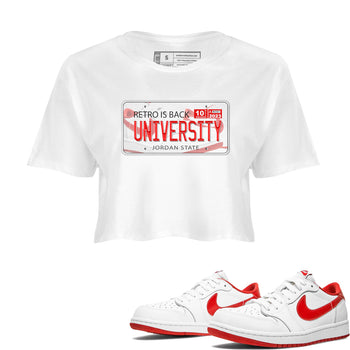 1s Low University Red shirt to match jordans Jordan Plate sneaker tees Air Jordan 1 University Red SNRT Sneaker Tees Sneaker Matching Clothing Brand White 1 Crop T-Shirt