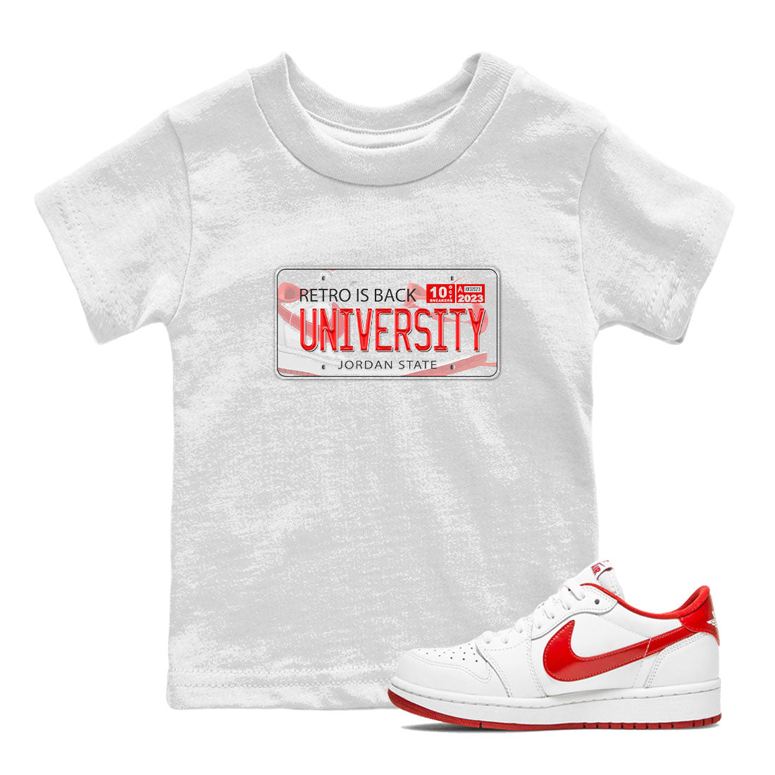 1s Low University Red shirt to match jordans Jordan Plate sneaker tees Air Jordan 1 University Red SNRT Sneaker Tees Sneaker Matching Clothing Brand Baby Toddler White 1 T-Shirt