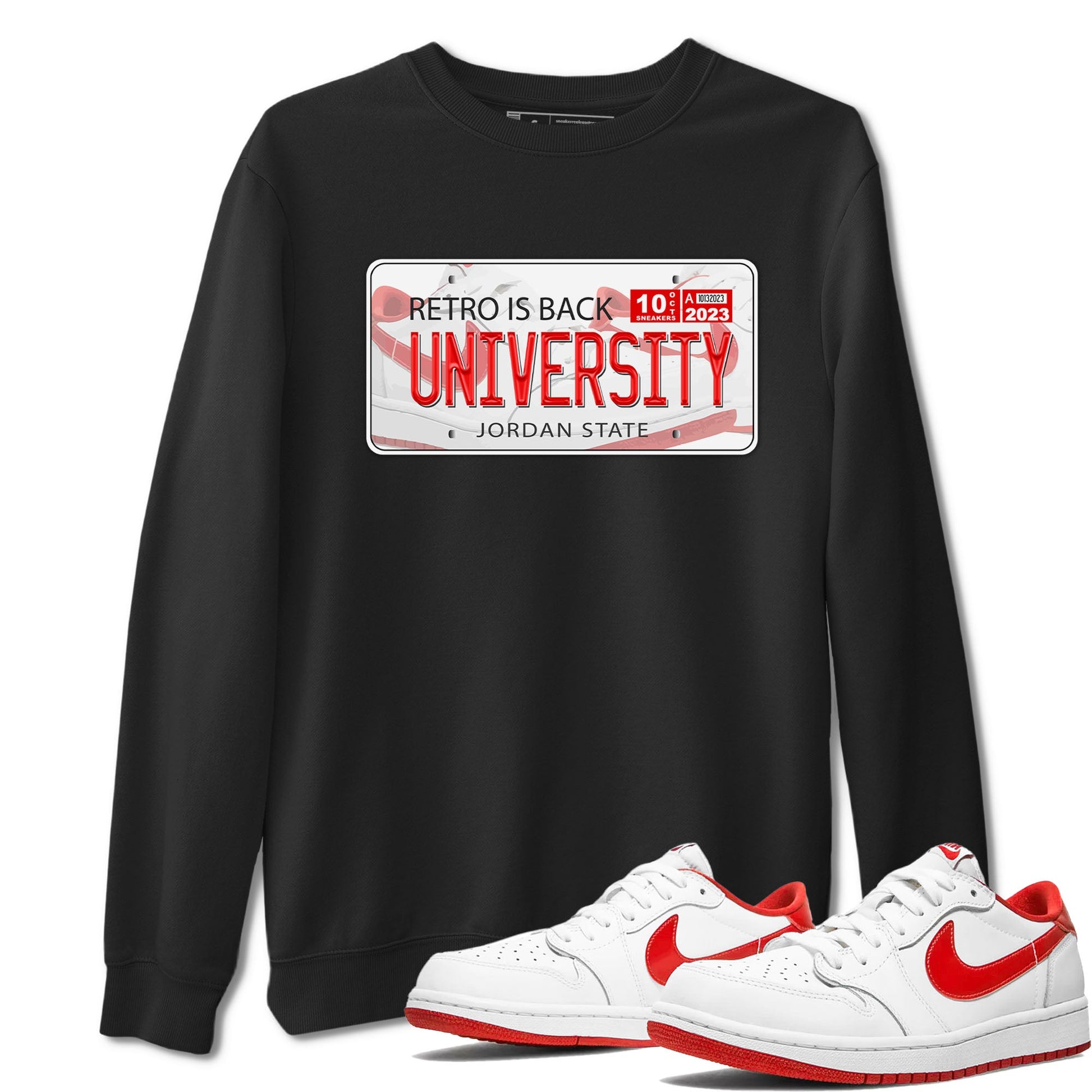 1s Low University Red shirt to match jordans Jordan Plate sneaker tees Air Jordan 1 University Red SNRT Sneaker Tees Sneaker Matching Clothing Brand Unisex Sneaker Tee Black 1 T-Shirt